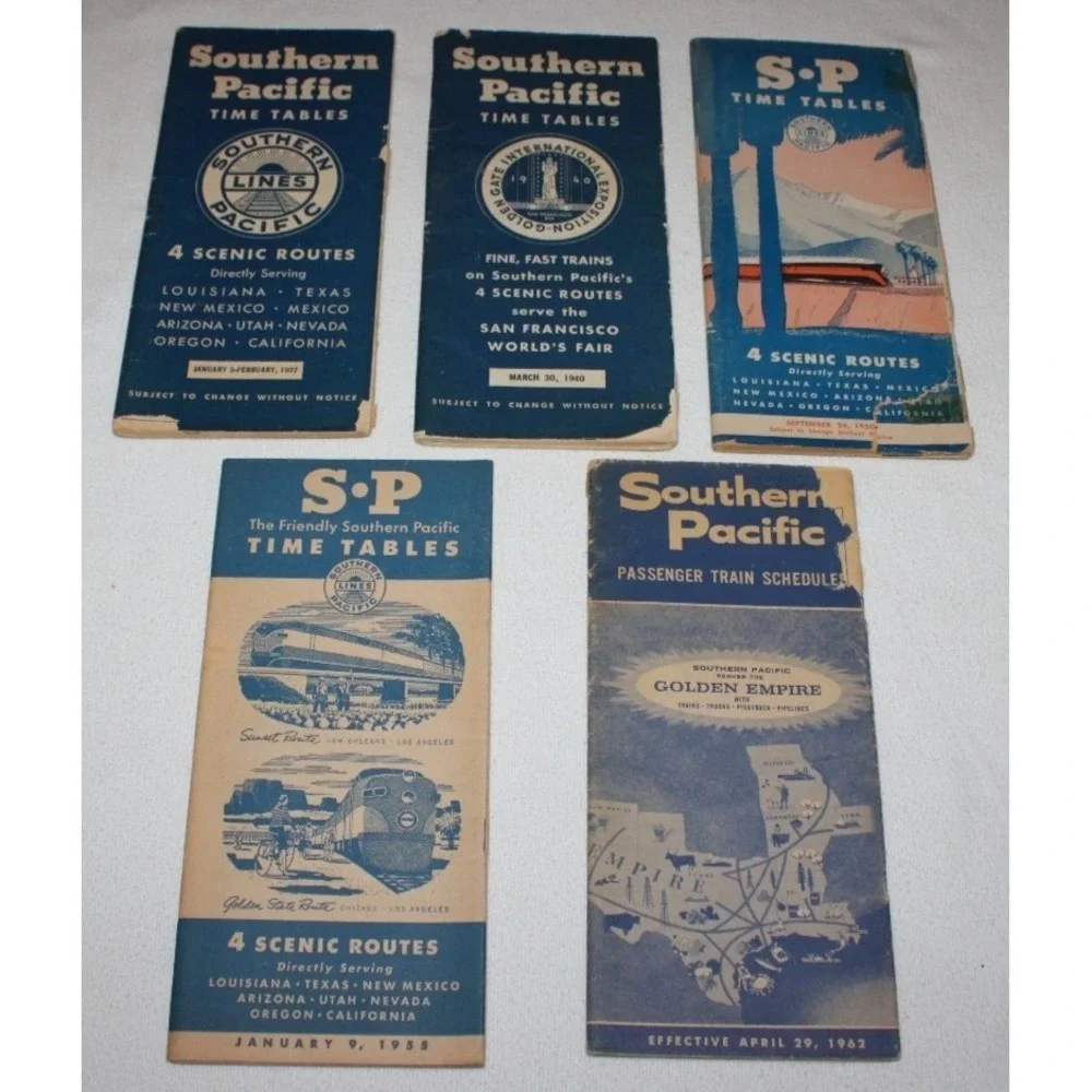 35 VTG Southern Pacific Lines Time Tables 1940s-1980s Passenger & Employee lot